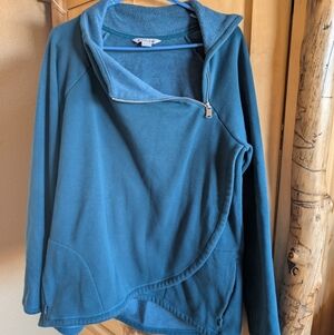 Athleta Teal Asymmetrical Zip Pullover